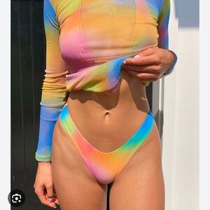 Frankie’s Bikini’s Rainbow Mesh Swim Coverup Set